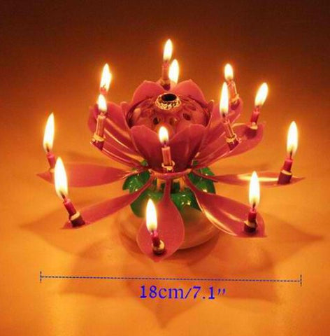 Birthday Candles Beautiful Musical Lotus Flower Happy