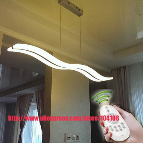 Wave shape 38W dimmable LED modern pendant light