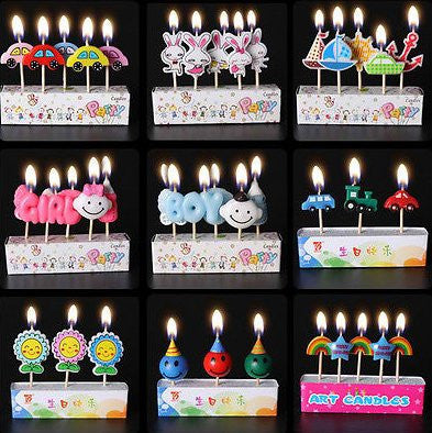 5Pcs Birthday Cake Candles Colorful Lovely Cartoon Birthday Cake