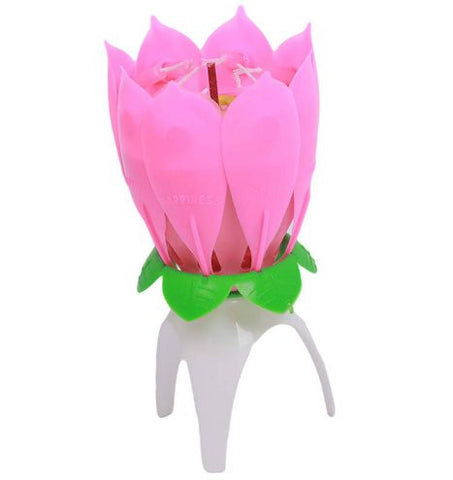 Hot Sale 1PC Beautiful Blossom Lotus Flower Design Music Candle